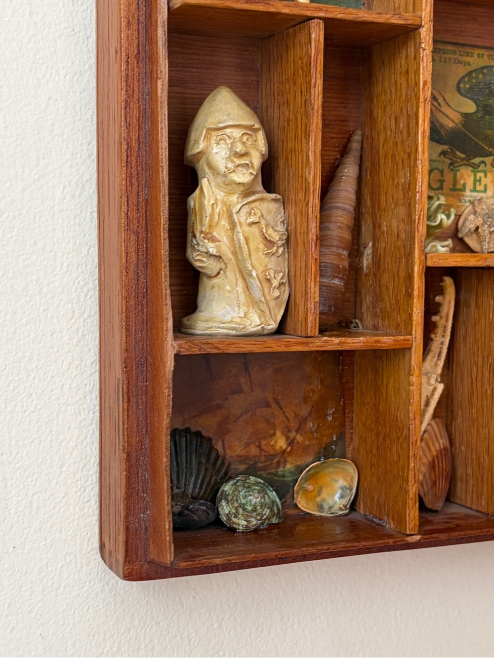 Vintage Wood Curio 3D Seashell Art Nautical Wall Decor Antique Beach House - Picture 7 of 12